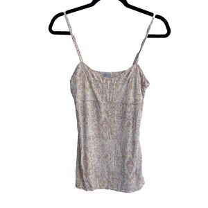 Intimately Free People Pink & Yellow Paisley Spaghetti Strap Camisole Large Y2K